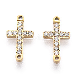 316 Surgical Stainless Steel Clear Cubic Zirconia Connector Charms&nbsp;STAS-ZX042-22G