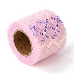ポリエステルチュールロールリボン  キラリと光るスパンコール付き  結婚式の装飾用  パーティーの宴会の装飾  DIYクラフト  ピンク  2-3/8インチ（60mm）  10ヤード（9.14m）/ロール&nbsp;OCOR-L045-B02