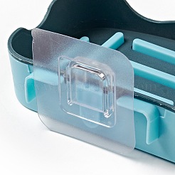 プラスチック製壁掛け自己排水石鹸箱  粘着シリコンハンガー付き  バスルーム用  シャワー  長方形  ライトスカイブルー  130x98.5x59mm&nbsp;DJEW-G029-02A