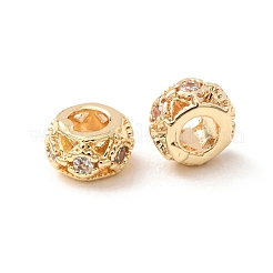 Brass Micro Pave Clear Cubic Zirconia Spacer Beads&nbsp;KK-F942-10G