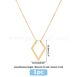 1Pc Stainless Steel Rhombus Pendant Ring Holder Necklaces&nbsp;NJEW-HS0001-11G