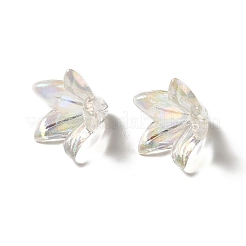 透明なアクリルビーズキャップ  ユリの花  クリアAB  16x12mm  穴：1.2mm&nbsp;X-OACR-H016-05A