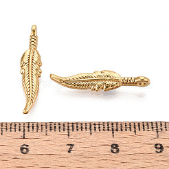 304ステンレスペンダント  羽  イオンプレーティング（ip）  18KGP本金メッキ  23x5x4mm  穴：1.4~1.5mm&nbsp;STAS-N114-30G