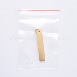 304ステンレスペンダント  鏡面研磨仕上げ  長方形  空白タグのスタンプ  ゴールドカラー  32x6x1.5mm  穴：3mm&nbsp;STAS-S105-T605D-2