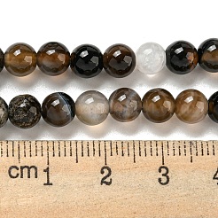 天然石黒瑪瑙ビーズ連売り  染め＆加熱  グレードB  ラウンド  6mm  穴：1.2mm  約63個/連  14.76インチ（37.5cm）&nbsp;G-L555-04-6mm