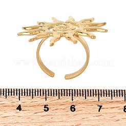 304ステンレススチールカフオープンリング  太陽  ゴールドカラー  内径：18mm  日：34x34.5mm&nbsp;RJEW-S650-01A-G
