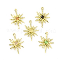 ラックメッキ合金キャットアイペンダント  太陽のチャーム  ミックスカラー  28.5x20.5x2.5mm  穴：1.6mm&nbsp;PALLOY-D007-08