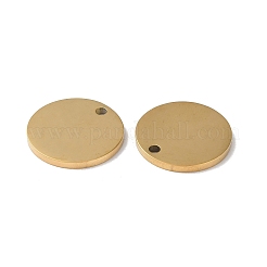 304ステンレスペンダント  空白タグのスタンプ  フラットラウンドのチャーム  18KGP本金メッキ  15x1.3mm  穴：1.6mm&nbsp;STAS-Q308-09J-G