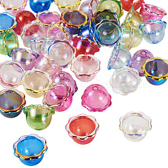 40色UVメッキアクリルビーズキャップ10個  花  ミックスカラー  24x15.5mm  穴：3mm  内径：16.5mm  4個/カラー&nbsp;PACR-TA0001-22