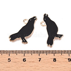 ハロウィンテーマアロイエナメルペンダント  カドミウムフリー＆鉛フリー  ライトゴールド  鳥  21.5x17x1.5mm  穴：1.8mm&nbsp;X-PALLOY-N176-46-RS