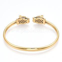 Brass Micro Pave Cubic Zirconia Cuff Bangles&nbsp;BJEW-T018-06G-NF
