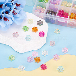 150個10色電気メッキガラスビーズ  花  ABカラーメッキ  半分メッキ  ミックスカラー  12x13x5mm  穴：1mm  15個/カラー&nbsp;EGLA-TA0013-65