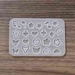 Diy スター/ハート/花/音符シェーカー フィラー シリコン流砂金型  レジン型  UVレジン用  エポキシ樹脂工芸品作り  混合模様  87x60x3.5mm  内径：6~12x6.5~12mm&nbsp;DIY-G079-03B