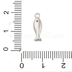真鍮製マイクロパヴェキュービックジルコニアペンダント  魚のチャーム  プラチナ  14.5x4.5x3mm  穴：1.4mm&nbsp;LS-KK-I380-08P