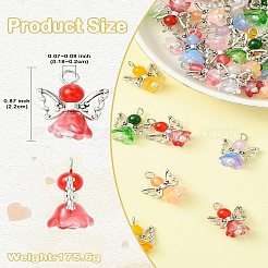 60色グラデーションカラーガラスペンダント10個  アンティークシルバー、プラチナ合金、鉄の金具付き  天使  ミックスカラー  22mm  6個/カラー&nbsp;PALLOY-CJ00061