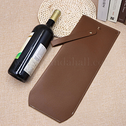 PUレザーワインボトルバッグ  シングルボトルワインキャリーバッグ  長方形  サドルブラウン  470x150x8mm&nbsp;AJEW-WH20033-062C