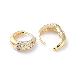 Brass Micro Pave Cubic Zirconia Hoop Earrings&nbsp;EJEW-P259-16G