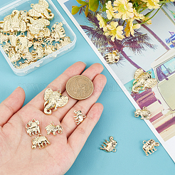 50個5スタイルラックメッキ合金ペンダントラインストーンセッティング  ゴールドカラー  12~14.5x13~16.5x2~3.5mm  穴：1.8~2mm  10個/スタイル&nbsp;FIND-CA0004-83