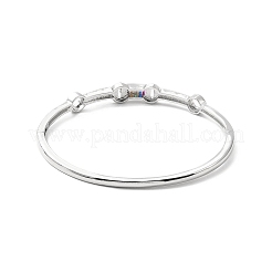 Rectangle & Donut Colorful Cubic Zirconia Hinged Bangle&nbsp;BJEW-G659-02P