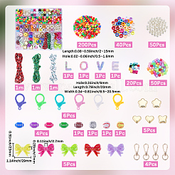 DIYジュエリーキット  アクリルビーズ入り  亜鉛合金回転式ナスカン  プラスチック製のロブスタークロウ留め具とポリエステルとスパンデックスのコードロープ  ミックスカラー  41.5x16x5.5mm  穴：8x11mm&nbsp;DIY-BM0002-61