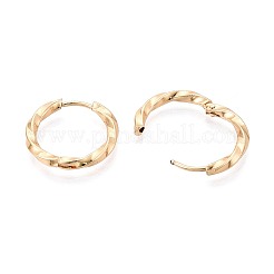 304ステンレススチールフープピアス  ツイストリング  18KGP本金メッキ  17.5~18x19~19.5x2.5mm&nbsp;STAS-T074-50G