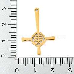 304ステンレスペンダント  レーザー切断  リヴァイアサンクロスチャーム  18KGP本金メッキ  29x19.5x1.2mm  穴：1.2mm&nbsp;STAS-Z076-09G