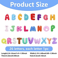 26個26スタイルアクリルパーツ  笑顔の文字  a～zの文字  29~38x21.5~34.5x2.3mm  穴：3mm  1個/スタイル&nbsp;MACR-YW0003-94