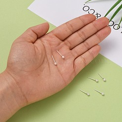 テクスチャード加工925スターリングシルバー丸玉スタッドピアス  テクスチャ  銀  3mm  ピン：0.7mm&nbsp;EJEW-L202-004C
