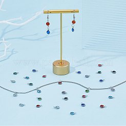 112Pcs 8 Colors 304 Stainless Steel with Glass Charms&nbsp;STAS-HS0001-04