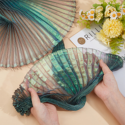 ポリエステルプリーツ生地  ウェディングドレスの衣服アクセサリー  グリーン  1490~1530x80~2000x17.5mm&nbsp;DIY-WH0591-195A