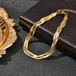 304 Stainless Steel Herringbone Chains Bracelets for Women&nbsp;BJEW-B137-02G