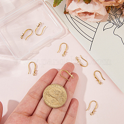 304ステンレススチールピアスフック12個  片穴パーツ用  18KGP本金メッキ  17x11mm  穴：1.2mm  3x1mmのラインストーンに適する&nbsp;STAS-BBC0008-76