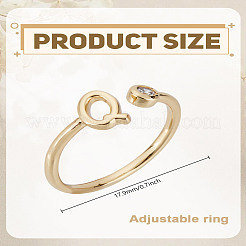 1Pc Brass Micro Pave Clear Cubic Zirconia Open Cuff Rings for Women&nbsp;RJEW-LP0002-37Q