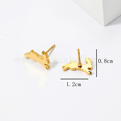 かわいい201ステンレススチール製ウサギのスタッドピアス  18KGP本金メッキ  8x12mm&nbsp;WF4425