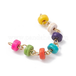 Disc Dyed Synthetic Turquoise Heishi Connector Charms&nbsp;PALLOY-JF04246-01