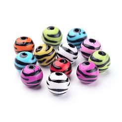 混合ゼブラ縞模様のアクリルビーズ  ラウンド  サイズ：直径約12mm  穴：2.5mm&nbsp;X-SACR-C020-51
