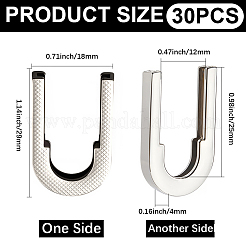 亜鉛合金カバーU字型バックル30個  製袋用  プラチナ  29x18x4mm&nbsp;FIND-CP0003-24