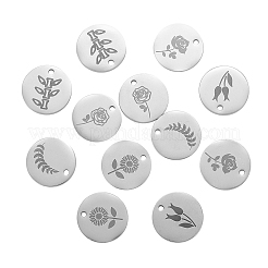 12Pcs 6 Style 304 Stainless Steel Plant Charms&nbsp;STAS-CJ0001-140
