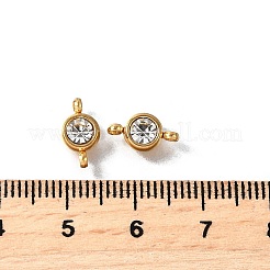 201 Stainless Steel Crystal Rhinestone Flat Round Connector Charms&nbsp;STAS-F318-04G