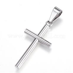 変色しにくい304ステンレススチールペンダント  クロス  ステンレス鋼色  34x17x3mm  穴：9x4mm&nbsp;STAS-H329-63P