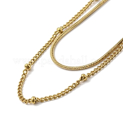 304 Stainless Steel Double-Layer Necklace&nbsp;NJEW-Q321-01G