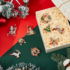 9Pcs 9 Styles Christmas Theme Rhinestone Brooch Pin&nbsp;JEWB-DC0001-33