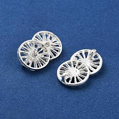 Rack Plating Brass Pave Clear Cubic Zirconia Double Wheel Links Connector Charms&nbsp;KK-S379-07S