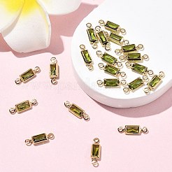 シェグレース 真鍮 パヴェ キュービックジルコニア 長方形コネクターチャーム  カドミウムフリー＆ニッケルフリー＆鉛フリー  長持ちメッキ  18KGP本金メッキ  オリーブドラブ  11x3x1.5mm  穴：1mm＆1.2mm&nbsp;XGRQ2O986-445D-G