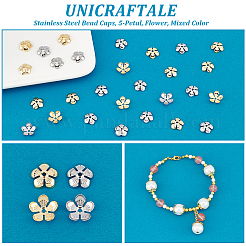 100 Pcs 2 Colors 304 Stainless Steel Bead Caps&nbsp;STAS-UN0054-96