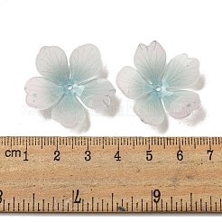 熱収縮プラスチックビーズキャップ  5  - 花びらの花  淡いターコイズ  26x28x1mm  穴：1.6mm&nbsp;SACR-M007-05A