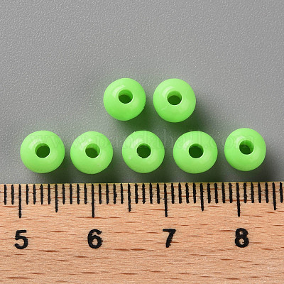 不透明なアクリルビーズ  ラウンド  ライム  6x5mm  穴：1.8mm  約4400個/500g&nbsp;MACR-S370-C6mm-A30-1