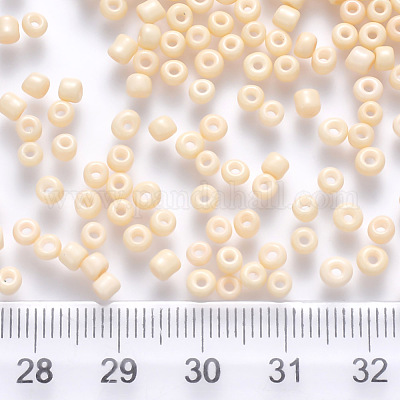 12/0ベーキングペイントガラスラウンドシードビーズ  レモンシフォン  1.5~2x1.5mm  穴：0.5~1mm  約30000個/ポンド&nbsp;SEED-S036-01A-19-1