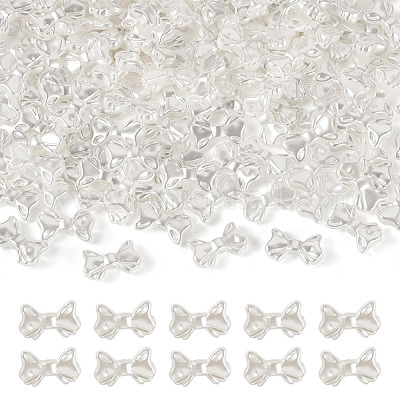 200個のABS模造真珠ビーズ  蝶結び  9x15x3.5mm  穴：2mm&nbsp;OACR-TA0003-84C-1