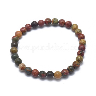 Natural Polychrome Jasper/Picasso Stone/Picasso Jasper Bead Stretch Bracelets&nbsp;BJEW-K212-A-001-1